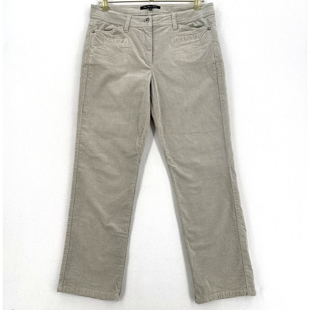 Bleu Blanc Rouge France Women 42 US 10 Beige Stretch Corduroy Straight Leg Pants